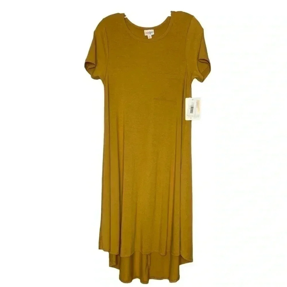 Lularoe Caryl Yellow Midi Shirt Dress